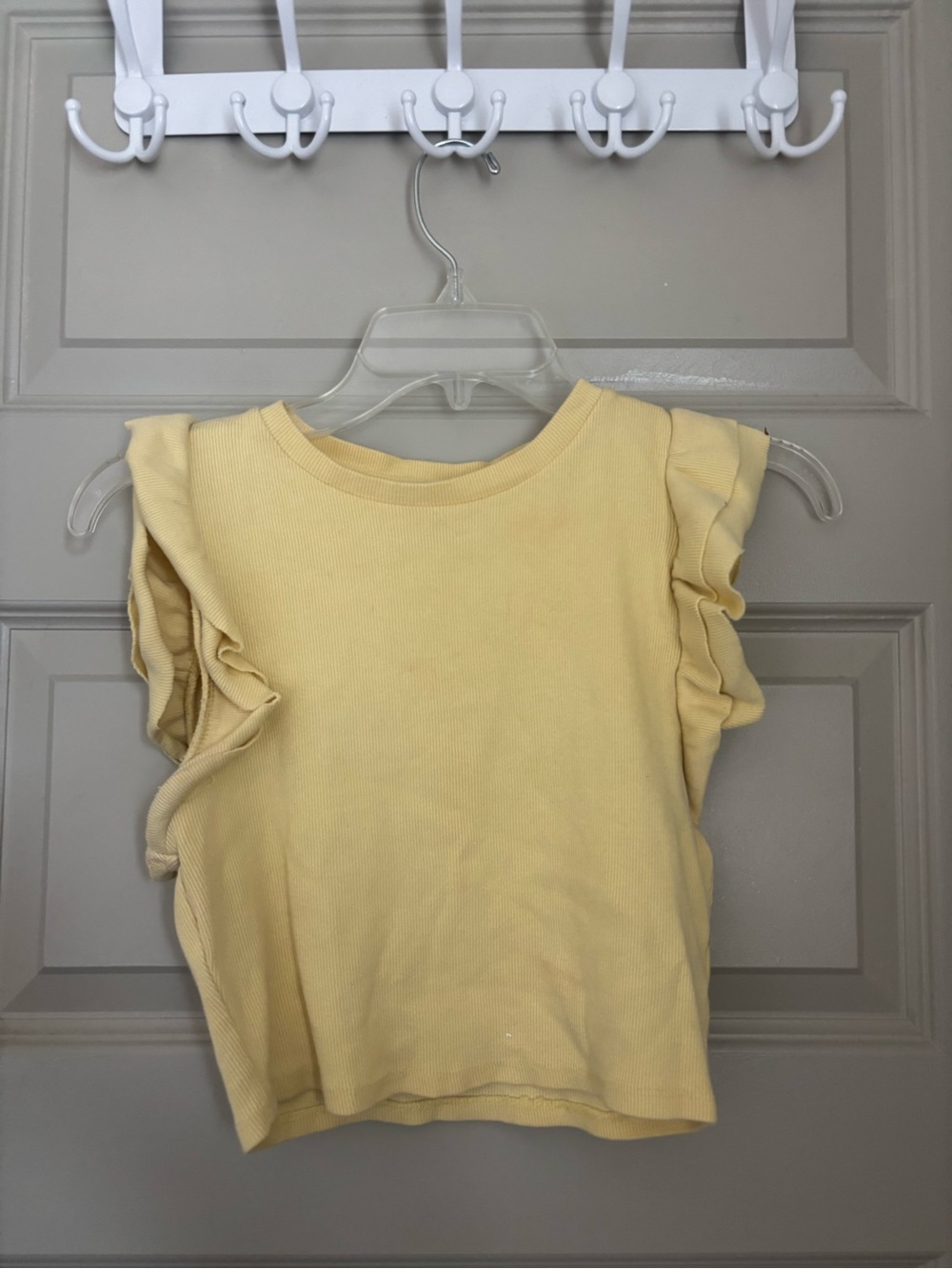 Zara Pale Yellow Ruffle Sleeve Tank Top